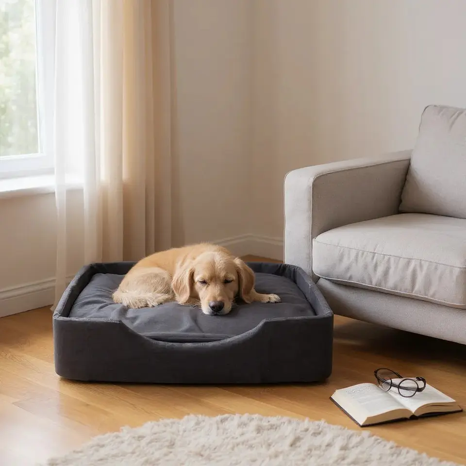 Cama de Mascotas - Talla L EXTRA (90x70 cm) / A Piso (Negro) 1