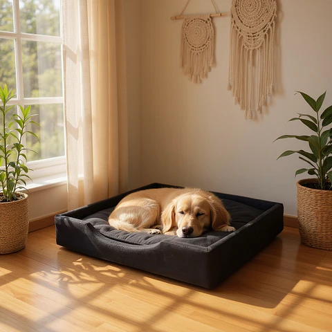 Cama de Mascotas - Talla XL EXTRA (110x80 cm) / A Piso (Negro)
