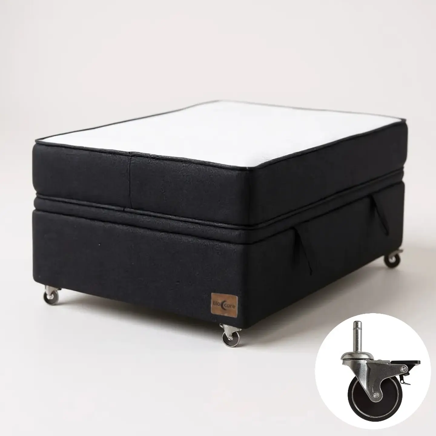 Cama Baul 1.5 Plaza + Colchon Black 105 x 190 cm / Con Ruedas (Negro) 4