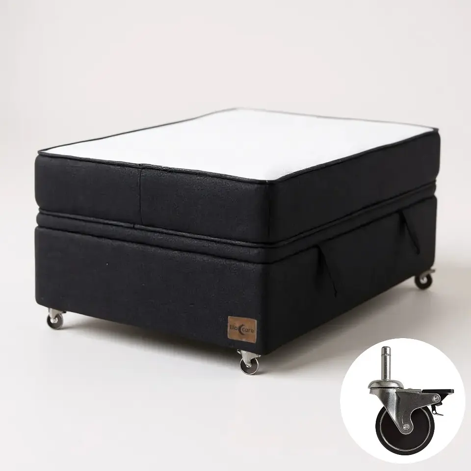 Cama Baul 1.5 Plaza + Colchon Black 105 x 190 cm / Con Ruedas (Negro) 4
