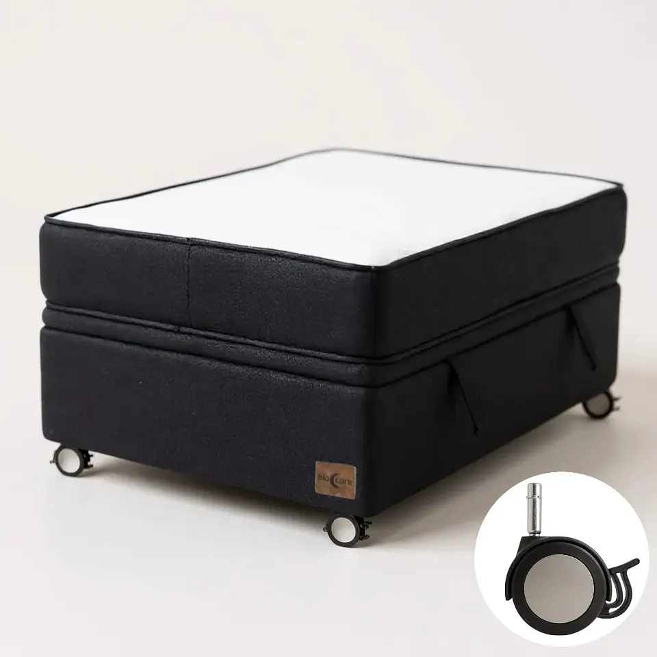 Cama Baul 1.5 Plaza + Colchon Black 105 x 190 cm / Con Ruedas (Negro) 2