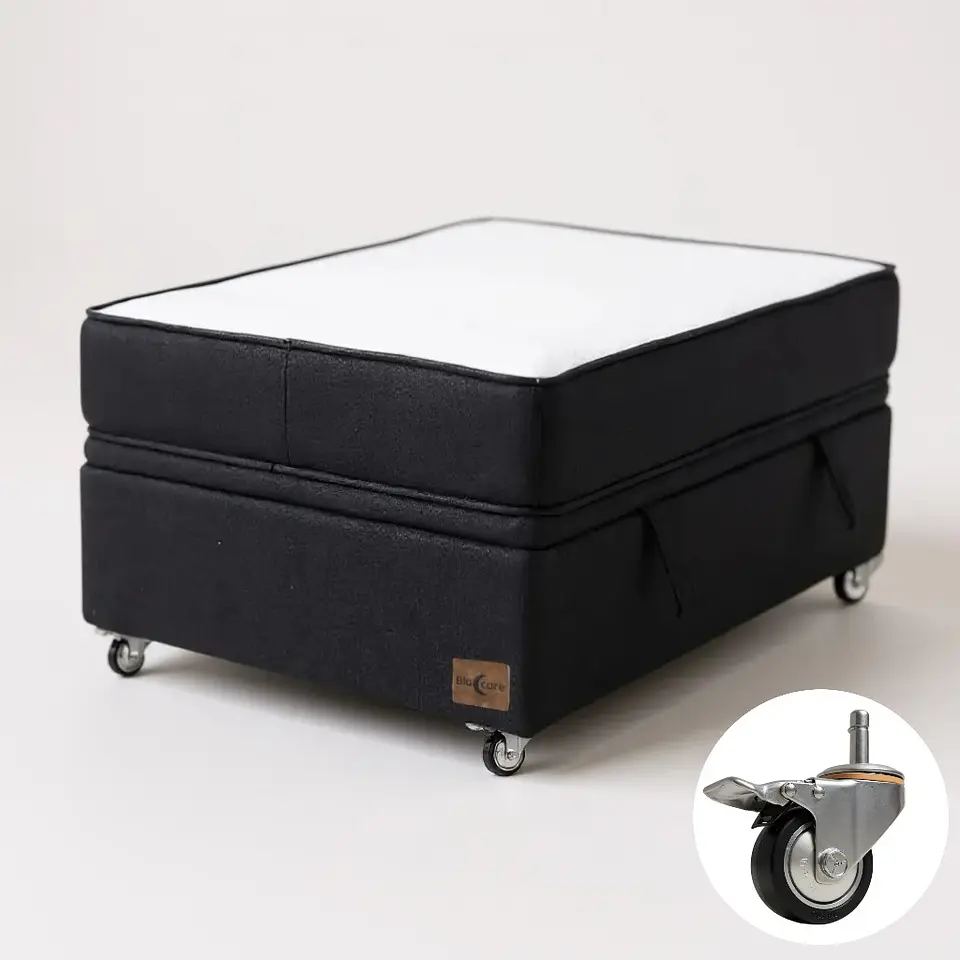 Cama Baul 1.5 Plaza + Colchon Black 105 x 190 cm / Con Ruedas (Negro) 6