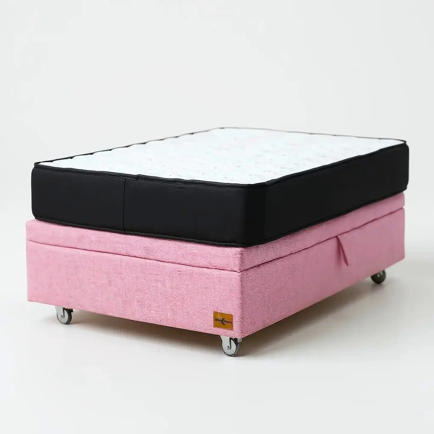 Cama Baul 1 Plaza + Colchon Black 90 x 190 cm / Con Ruedas (Rosa) 2