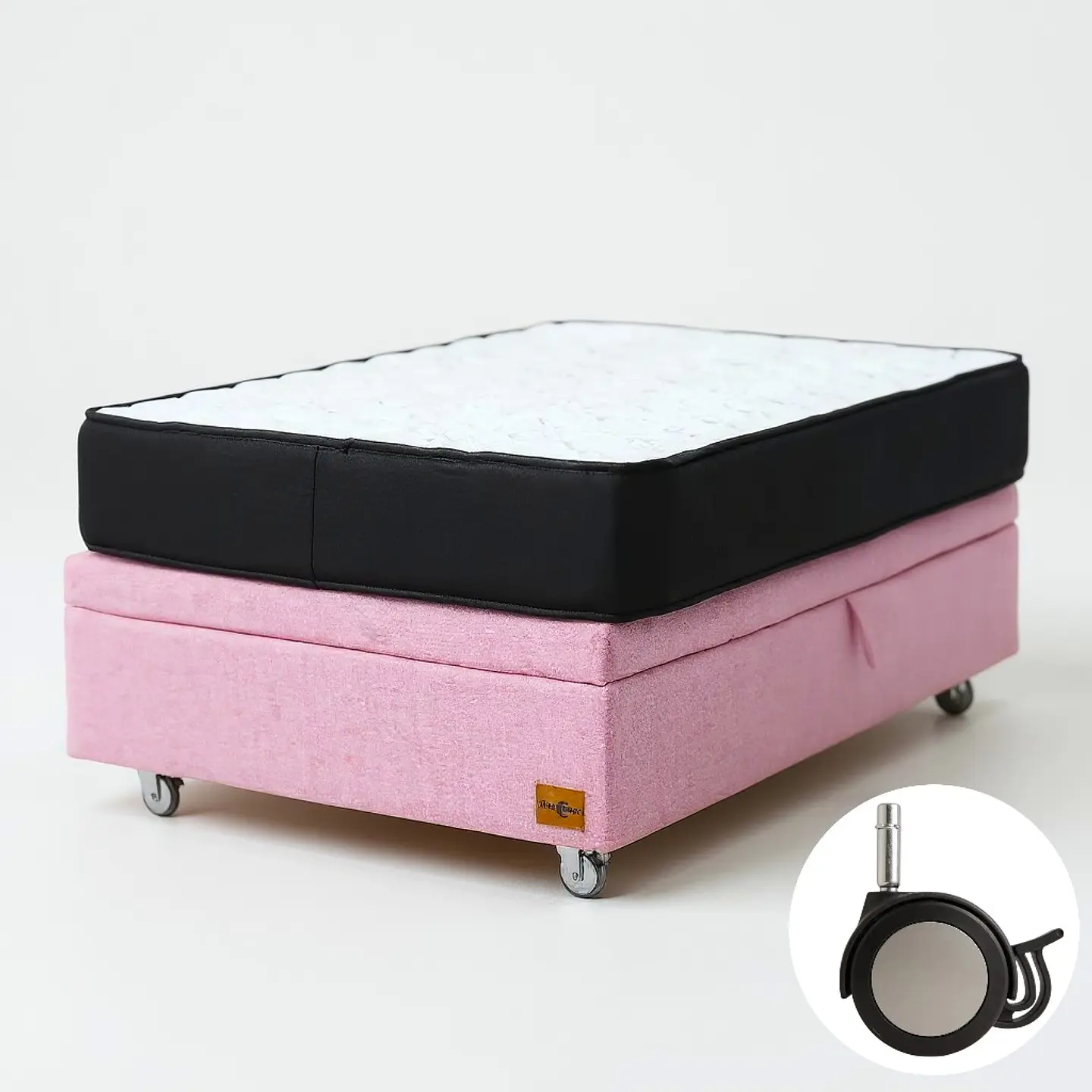 Cama Baul 1 Plaza + Colchon Black 90 x 190 cm / Con Ruedas (Rosa) 4