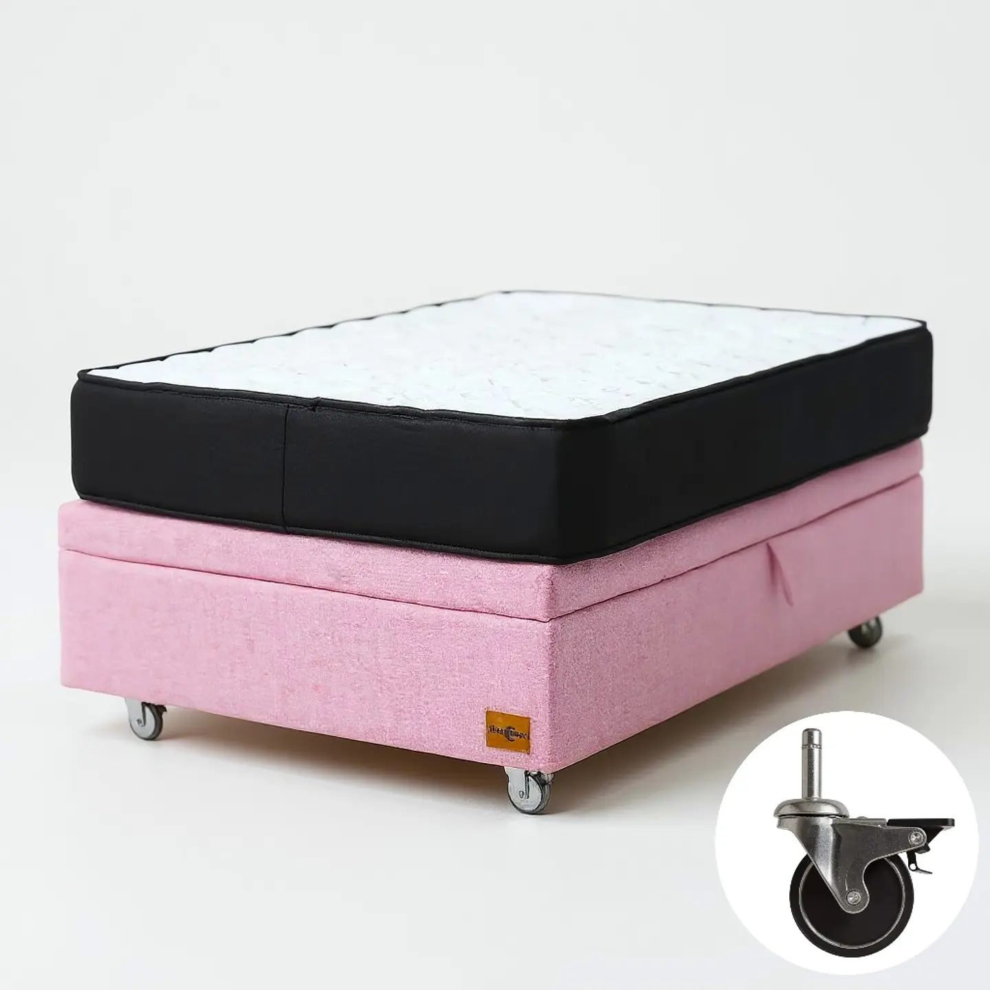 Cama Baul 1 Plaza + Colchon Black 90 x 190 cm / Con Ruedas (Rosa) 6