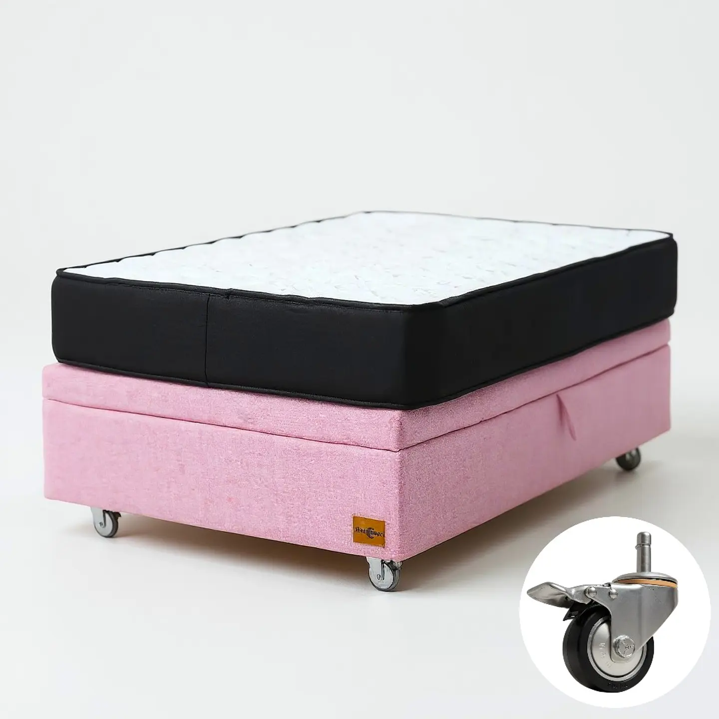 Cama Baul 1 Plaza + Colchon Black 90 x 190 cm / Con Ruedas (Rosa) 8