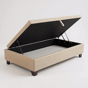 Base Cama Baul 1.5 Plazas / Lateral / Patas Madera (Beige) 