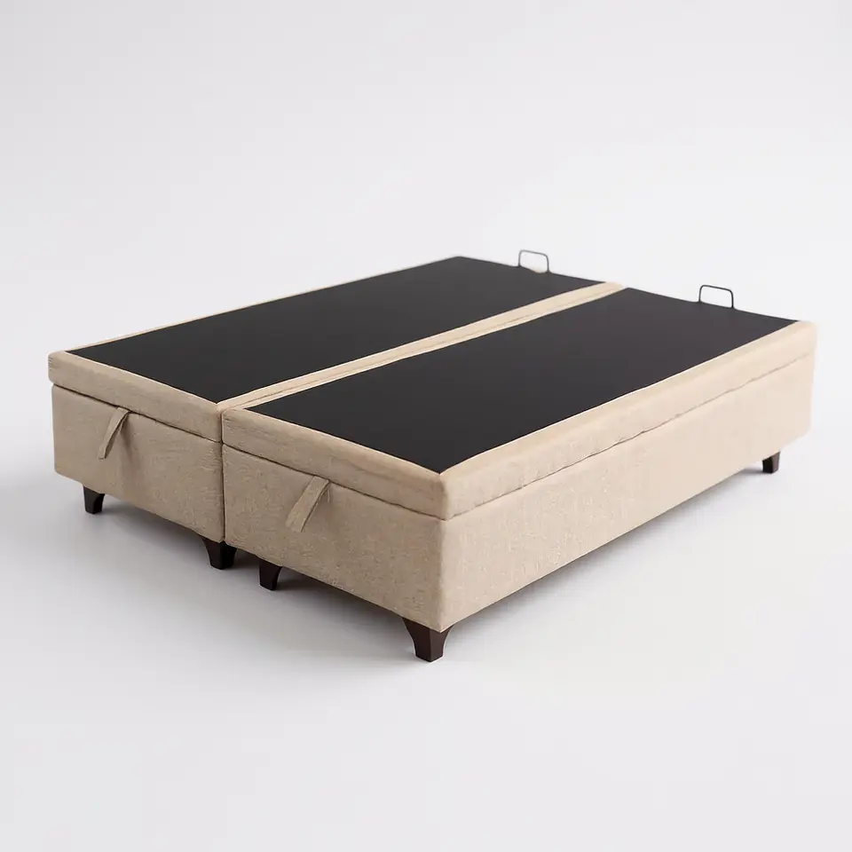Base Dividida Baul 2 Plazas / Patas Maderas (Beige) 2