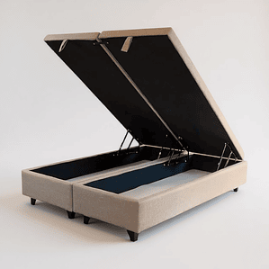 Base Dividida Baul 2 Plazas / Patas Maderas (Beige)