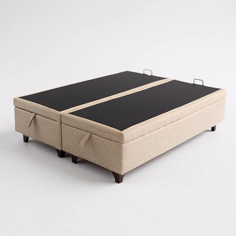 Base Dividida Baul King / Patas Maderas (Beige)