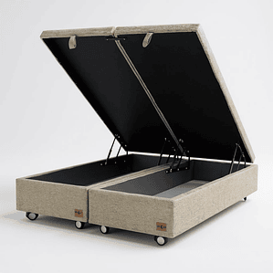 Base Dividida Baul 2 Plazas / Dif. Ruedas (Beige)