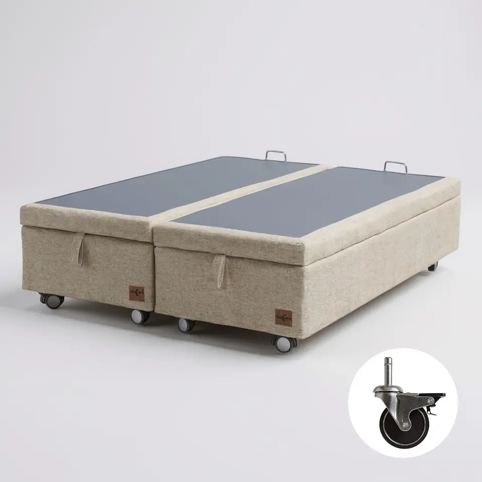 Base Dividida Baul 2 Plazas / Dif. Ruedas (Beige) 6