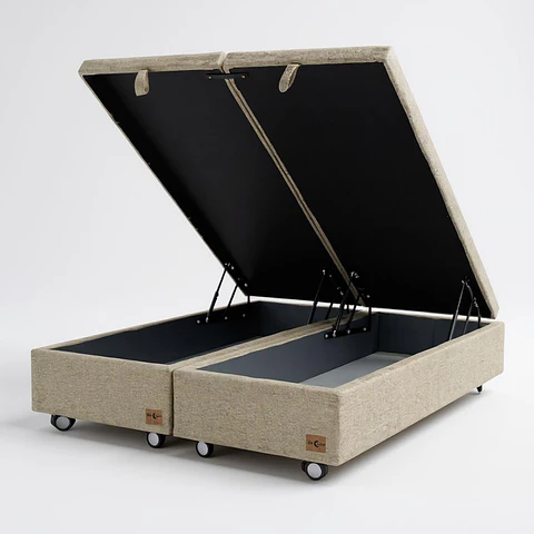 Base Dividida Baul Super King / Dif. Ruedas (Beige)