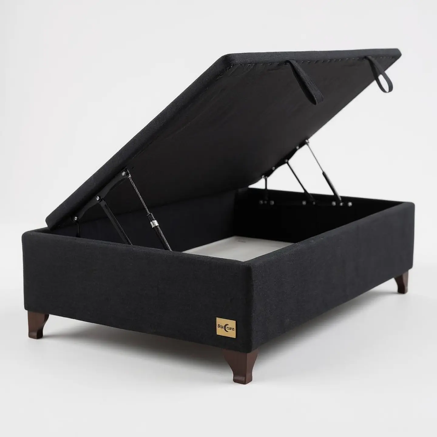 Base Cama Baul 1 PLaza / Lateral / Patas Madera (Negro) 1