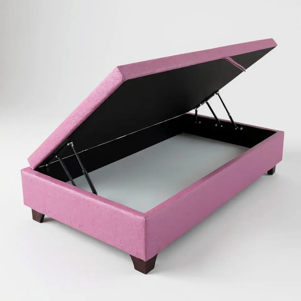 Base Cama Baul 1 PLaza / Lateral / Patas Madera (Rosa) 1
