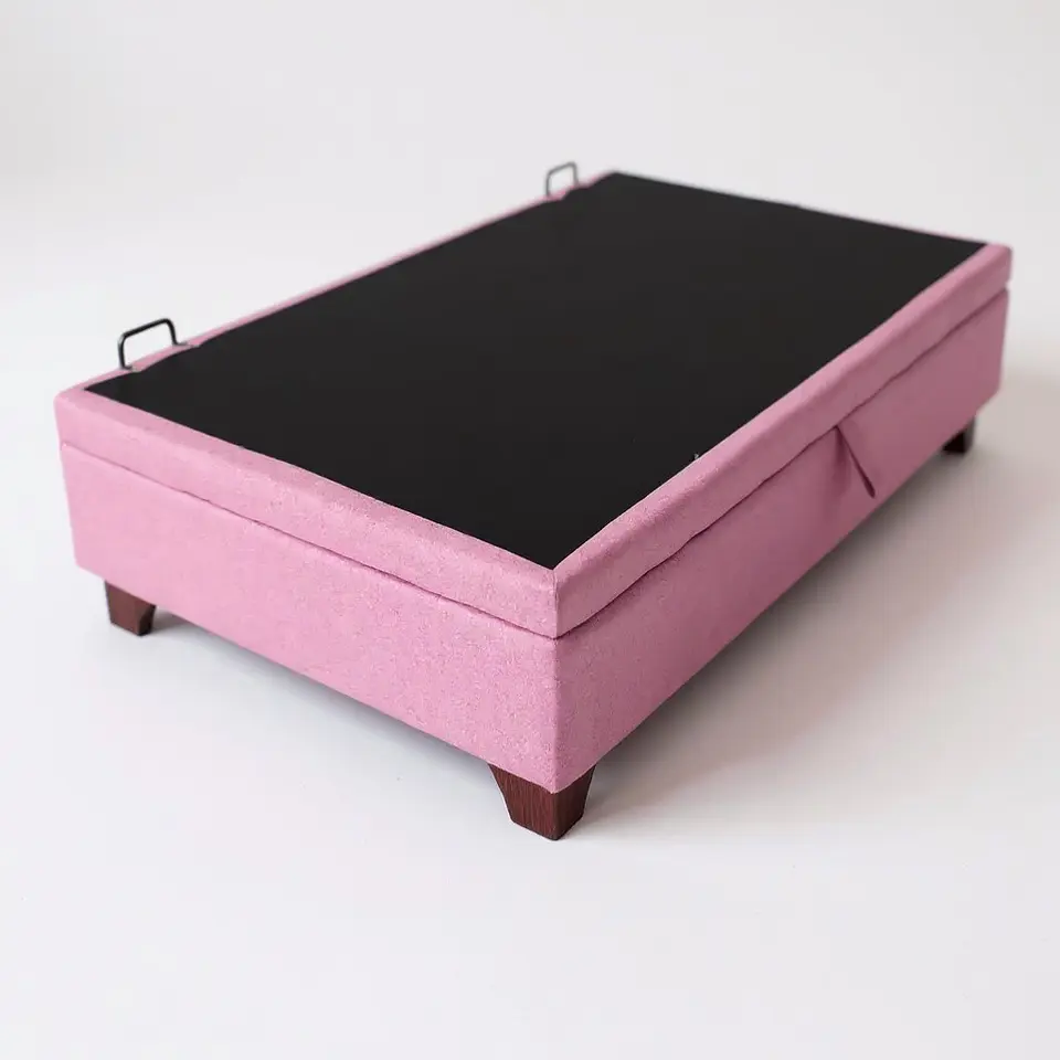 Base Cama Baul 1 PLaza / Lateral / Patas Madera (Rosa) 2