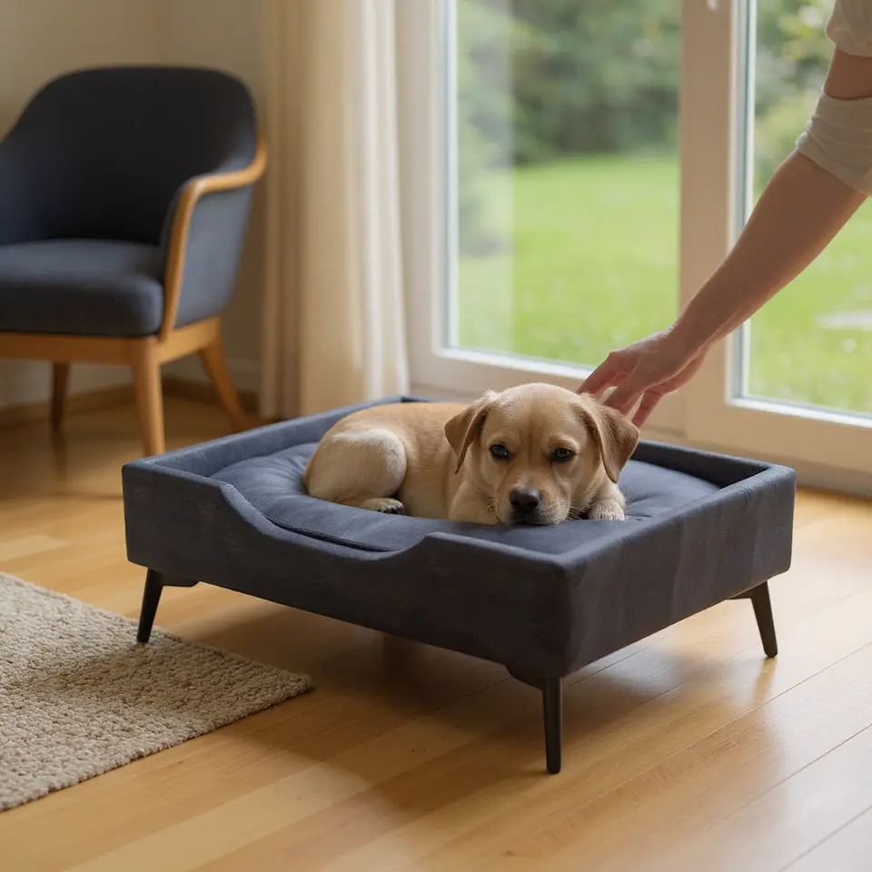 Cama de Mascotas - Talla S Extra (55x40 cm) / Pata Metalica 12 cm (Negro) 1