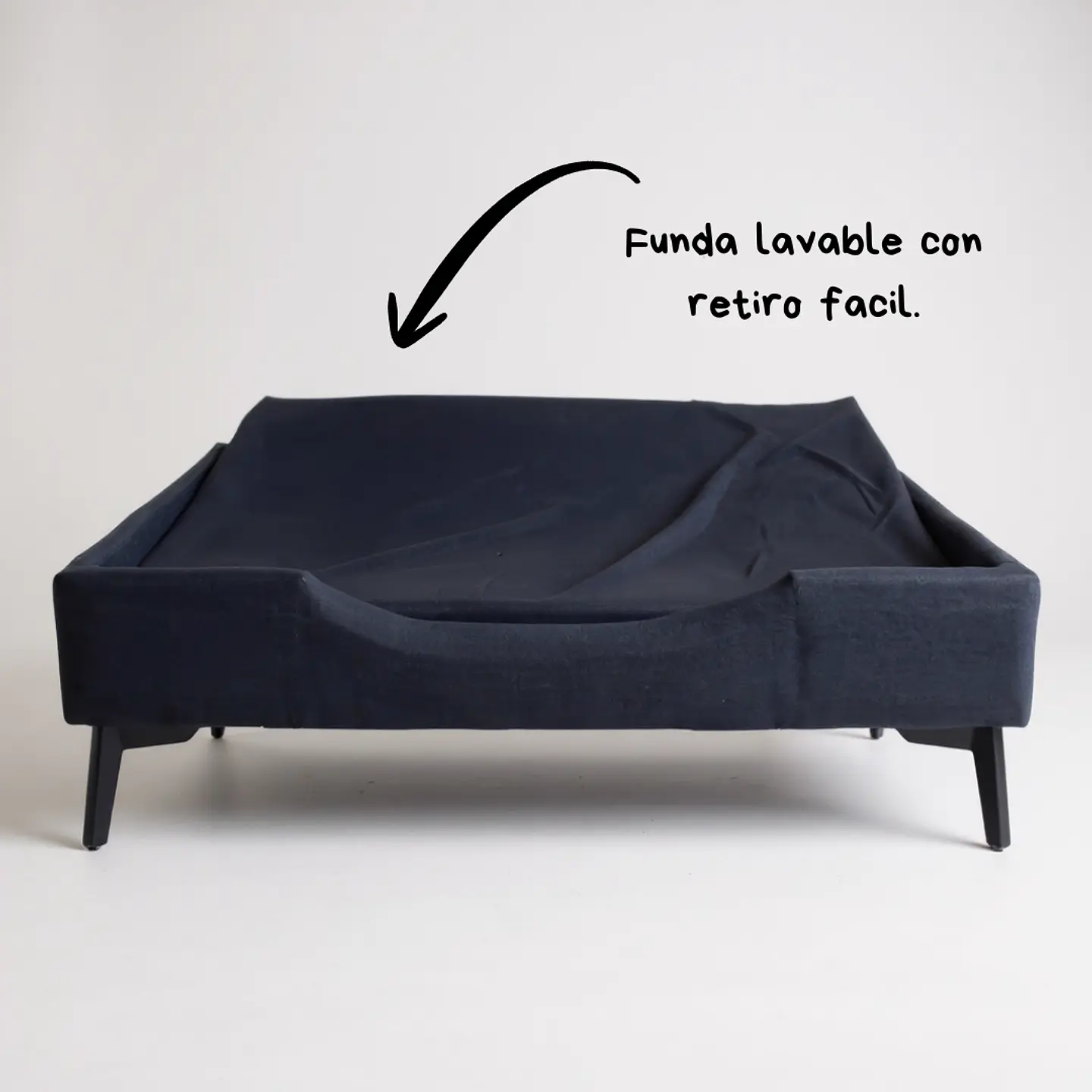 Cama de Mascotas - Talla S Extra (55x40 cm) / Pata Metalica 12 cm (Negro) 4