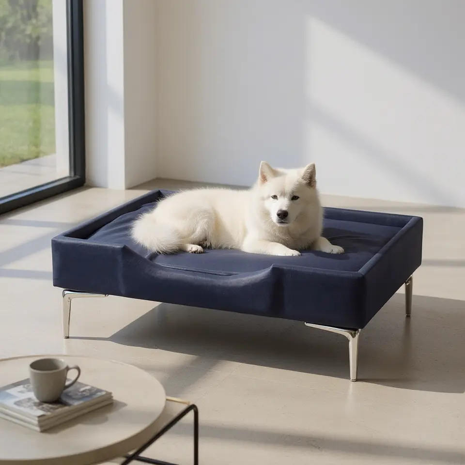 Cama de Mascotas - Talla L EXTRA (90x70 cm) / Pata Cromada 15 cm (Negro) 1