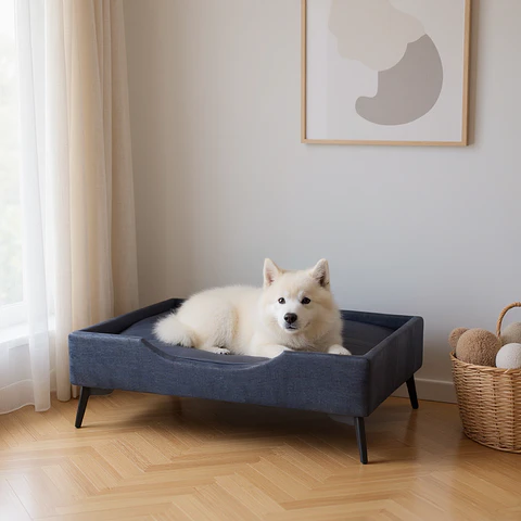 Cama de Mascotas - Talla XL EXTRA (110x80 cm) / Pata Metalica 12 cm (Negro)