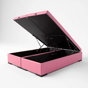 Base Dividida Baul King / Patas Maderas (Rosa)