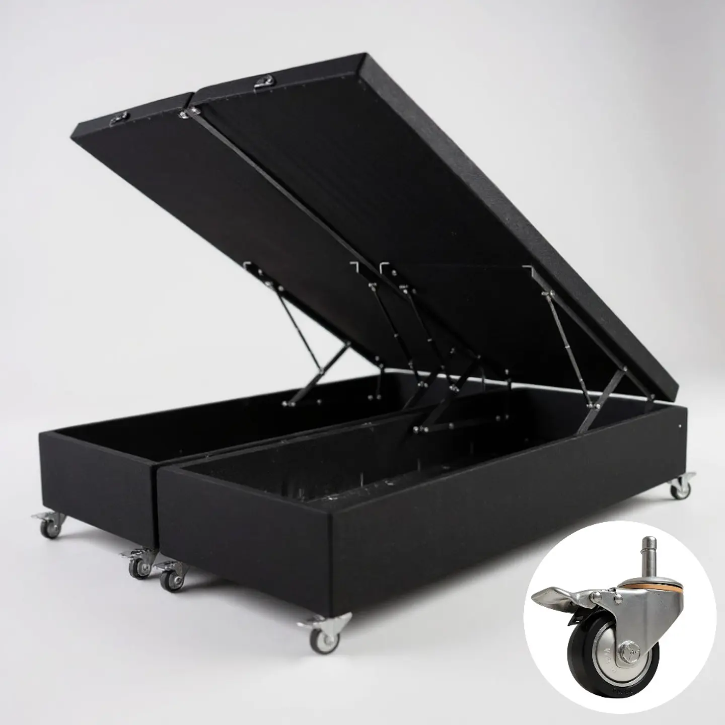 Base Dividida Baul Super King / Dif. Ruedas (Negro) 7