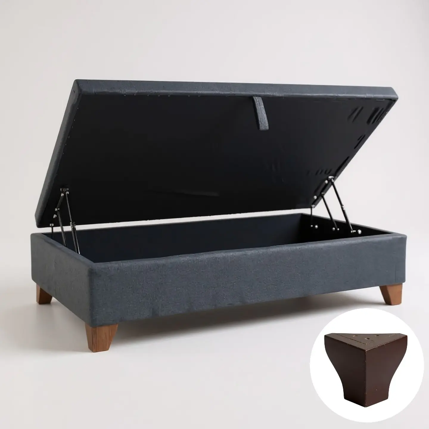 Base Cama Baul 1 PLaza / Lateral / Patas De Madera 9