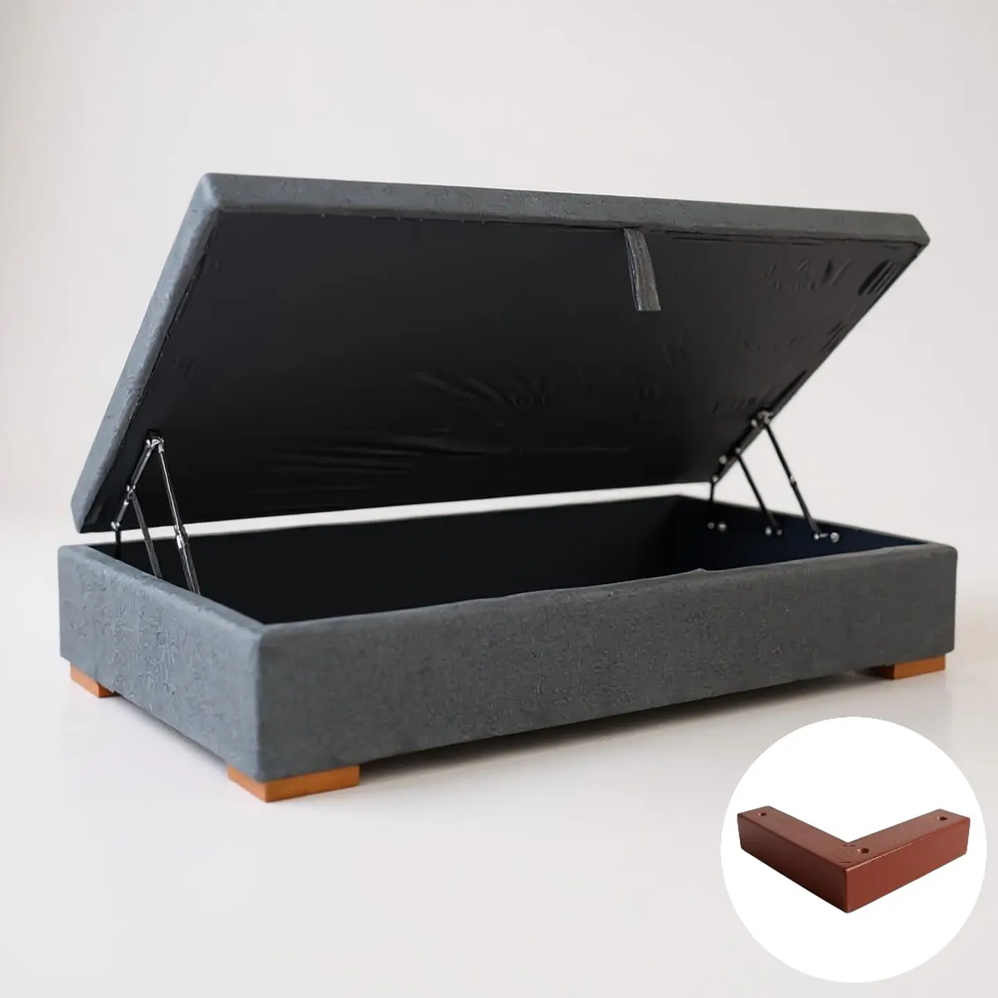 Base Cama Baul 1.5 PLaza / Lateral / Patas De Madera 5