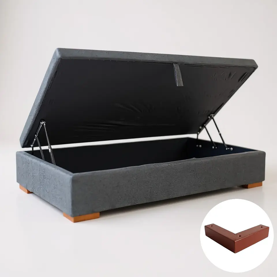 Base Cama Baul 1.5 PLaza / Lateral / Patas De Madera 5