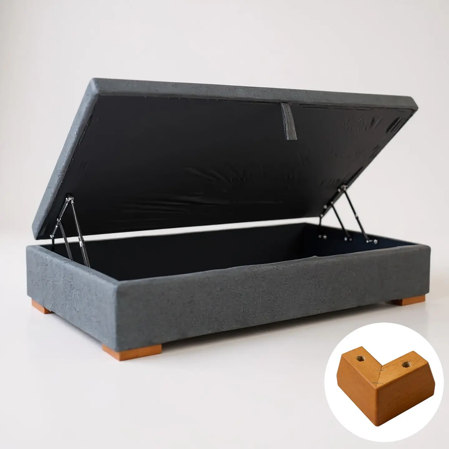 Base Cama Baul 1.5 PLaza / Lateral / Patas De Madera 7