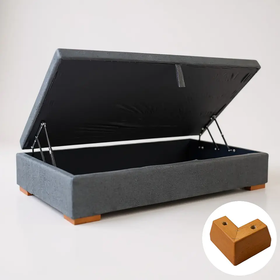 Base Cama Baul 1.5 PLaza / Lateral / Patas De Madera 7