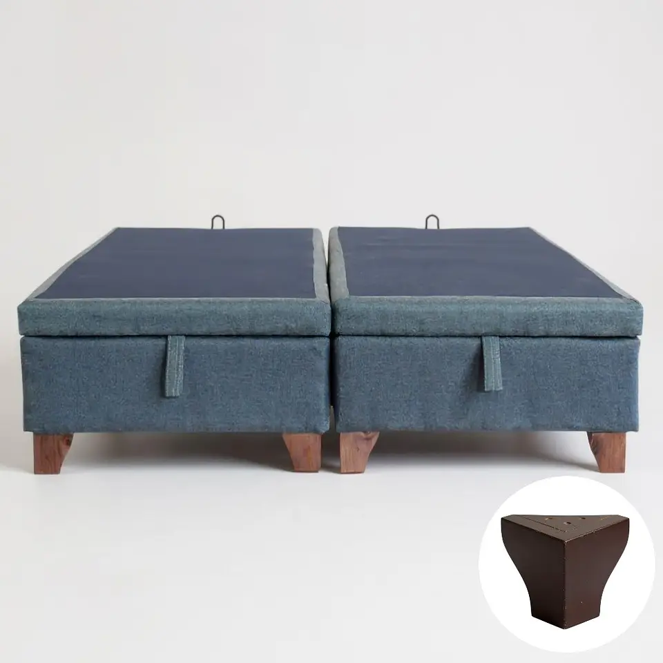 Base Dividida Baul 2 Plazas / Patas De Madera 4