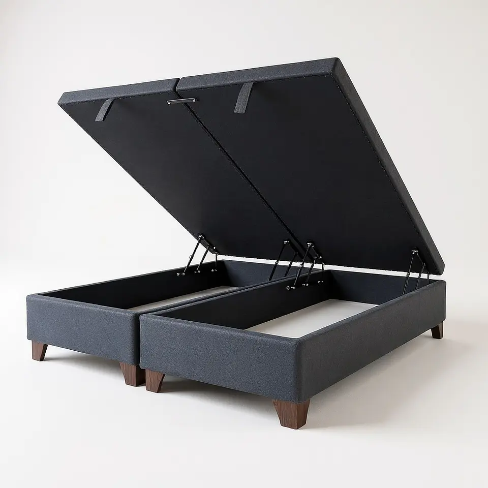 Base Dividida Baul 2 Plazas / Patas De Madera 1