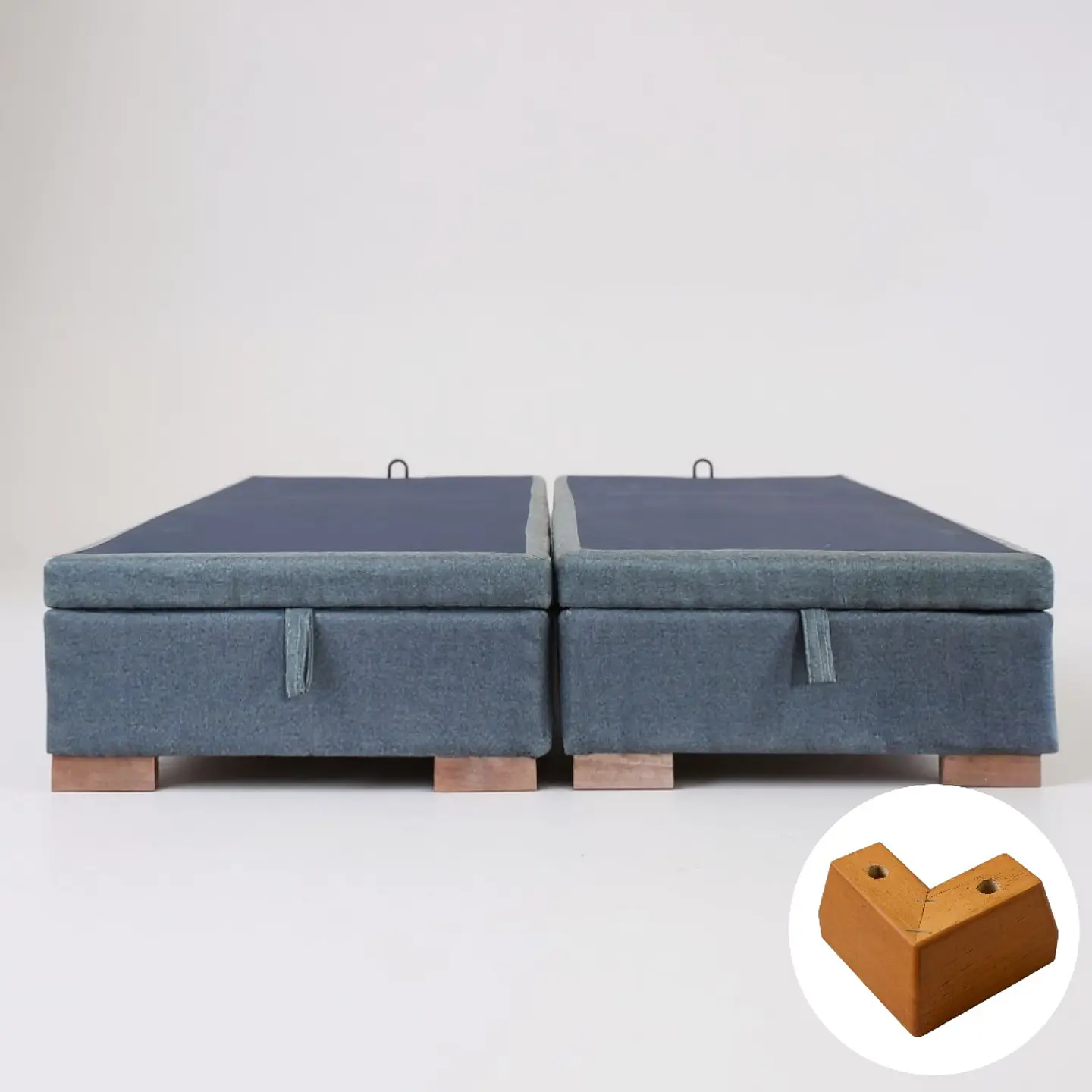 Base Dividida Baul 2 Plazas / Patas De Madera 7