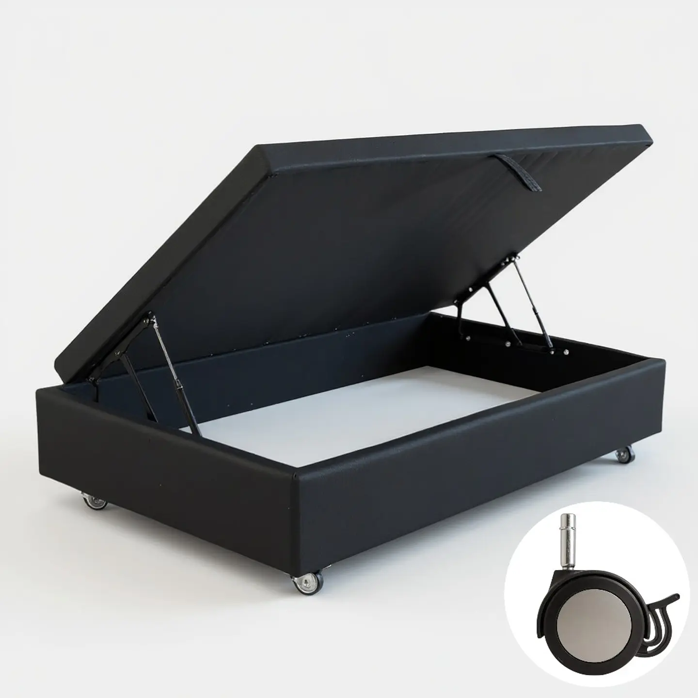 Base Cama Baul 1.5 PLaza / Lateral/ Dif. Ruedas (Negro) 4