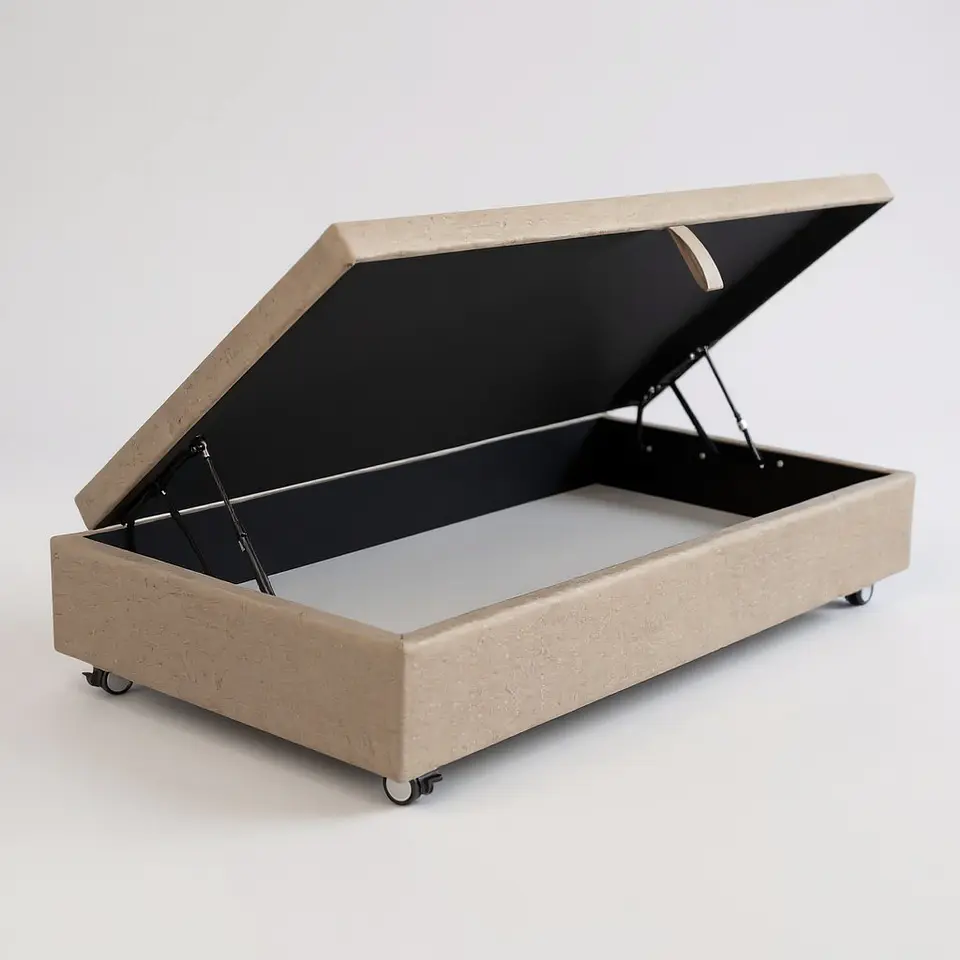 Base Cama Baul 1 PLaza / Lateral / Dif. Ruedas (Beige) 1