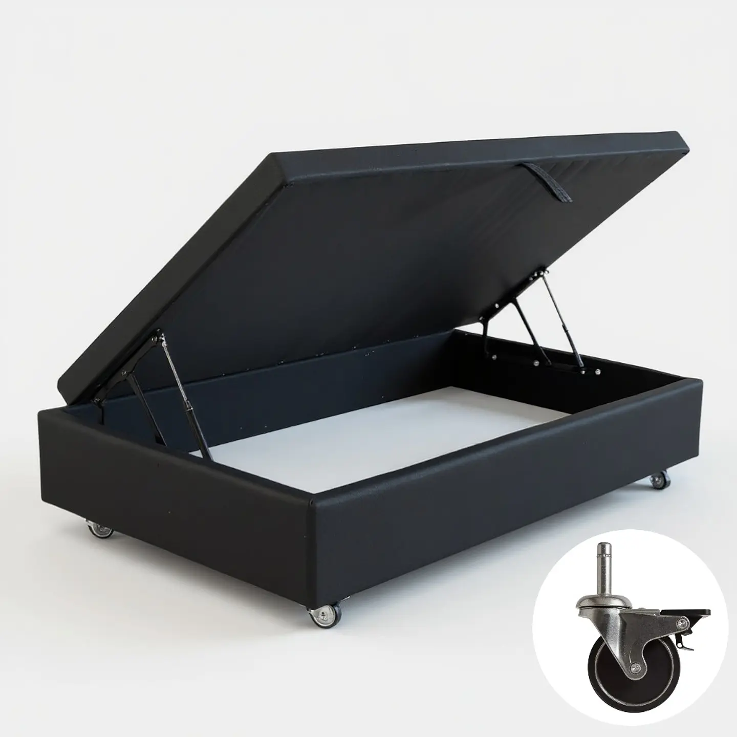 Base Cama Baul 1 PLaza / Lateral/ Dif. Ruedas (Negro) 6