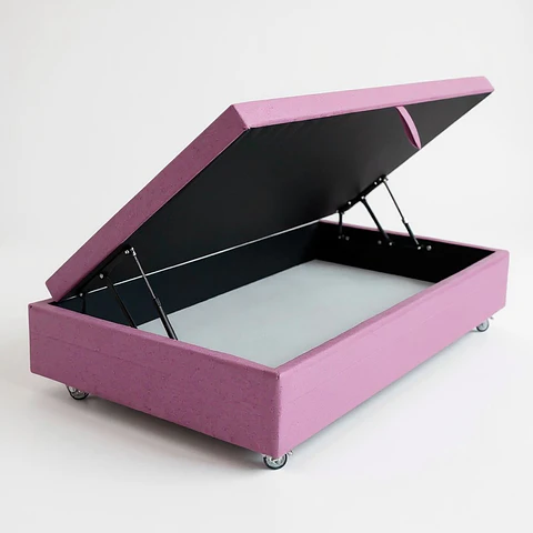 Base Cama Baul 1 PLaza / Lateral/ Dif. Ruedas (Palo Rosa)