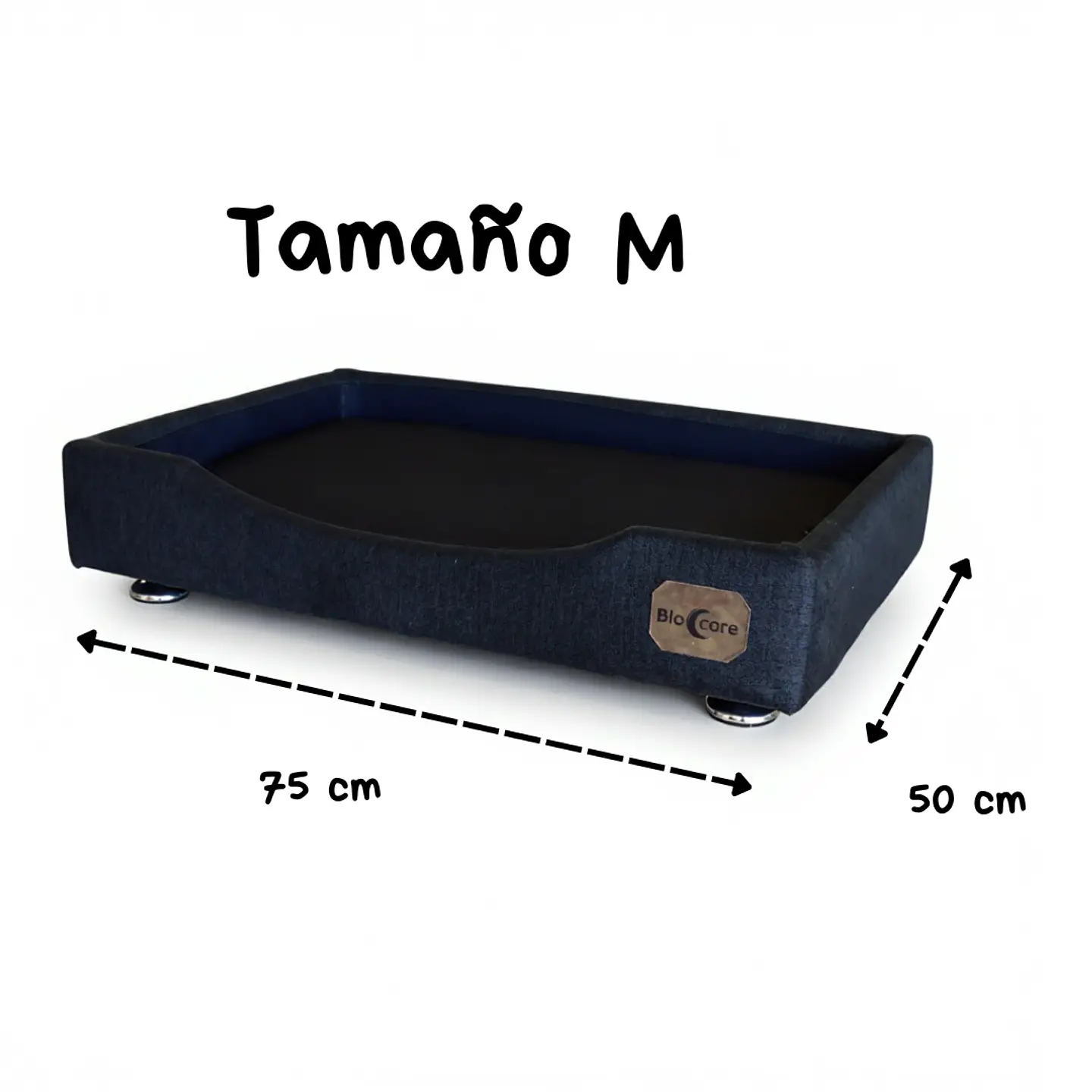 Cama de Mascotas - Talla M EXTRA (50x75 cm) / Pata Montessori 3 cm (Negro) 2