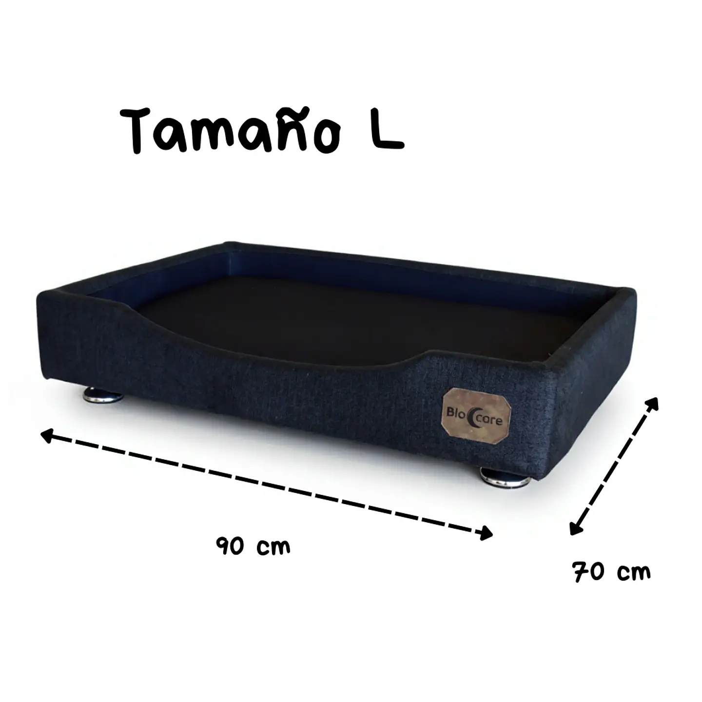 Cama de Mascotas - Talla L EXTRA (90x70 cm) / Pata Montessori 3 cm (Negro) 2