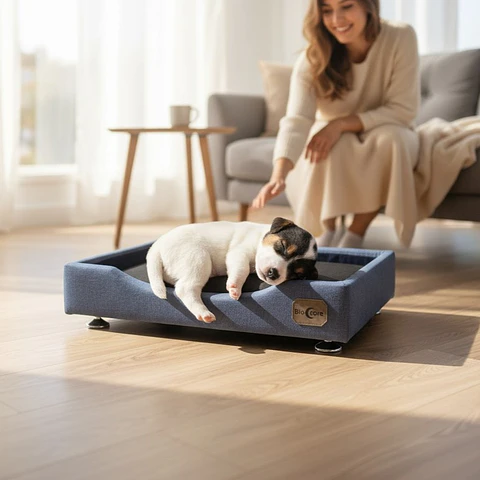 Cama de Mascotas - Talla S Extra (55x40 cm) / Pata Montessori 3 cm (Gris)