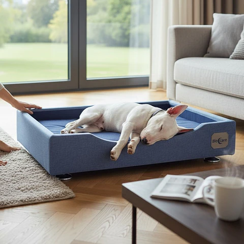 Cama de Mascotas - Talla L EXTRA (90x70 cm) / Pata Montessori 3 cm (Gris)