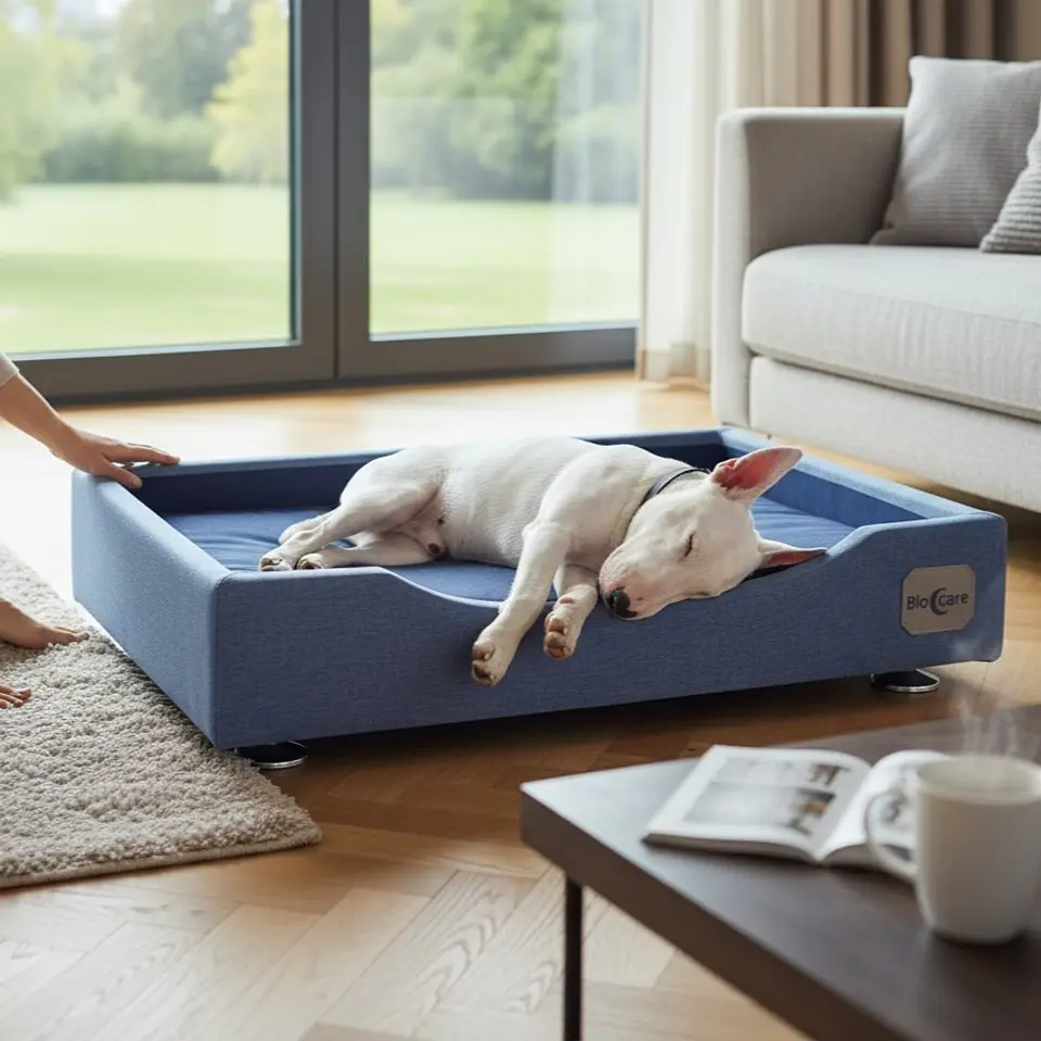 Cama de Mascotas - Talla L EXTRA (90x70 cm) / Pata Montessori 3 cm (Gris) 1