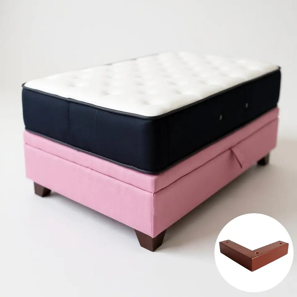 Cama Baul 1 Plaza + Colchon CIC / Con Patas De Madera (Rosa) 6