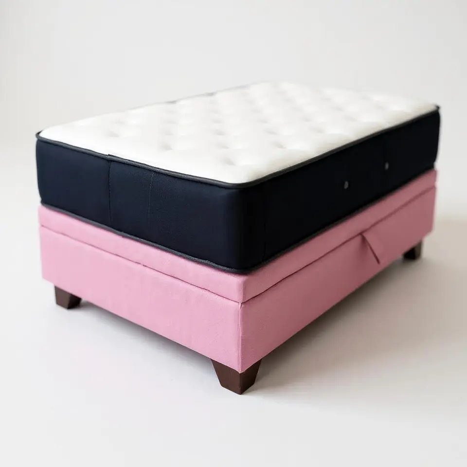 Cama Baul 1 Plaza + Colchon CIC / Con Patas De Madera (Rosa) 2