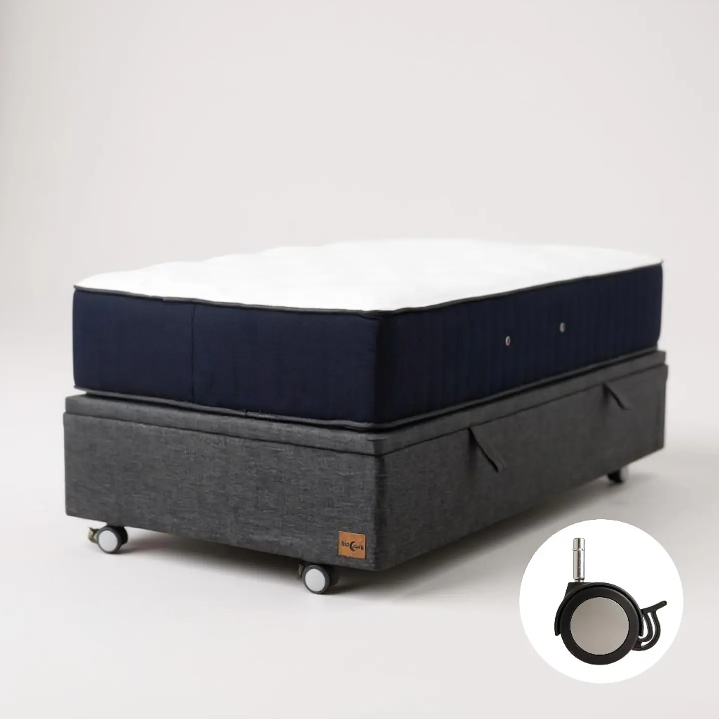 Cama Baul 1.5 Plaza + Colchon CIC / Con Ruedas (Gris) 3