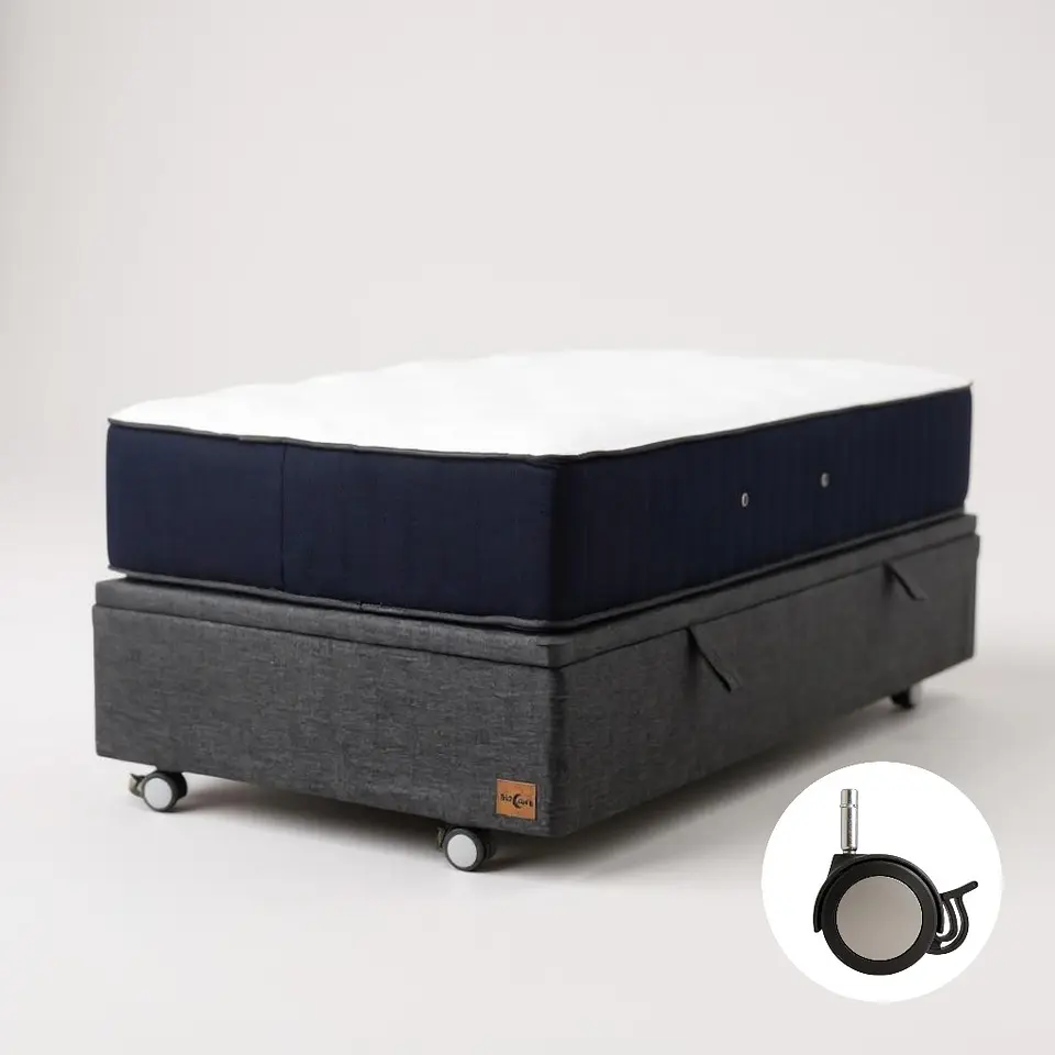 Cama Baul 1.5 Plaza + Colchon CIC / Con Ruedas (Gris) 3