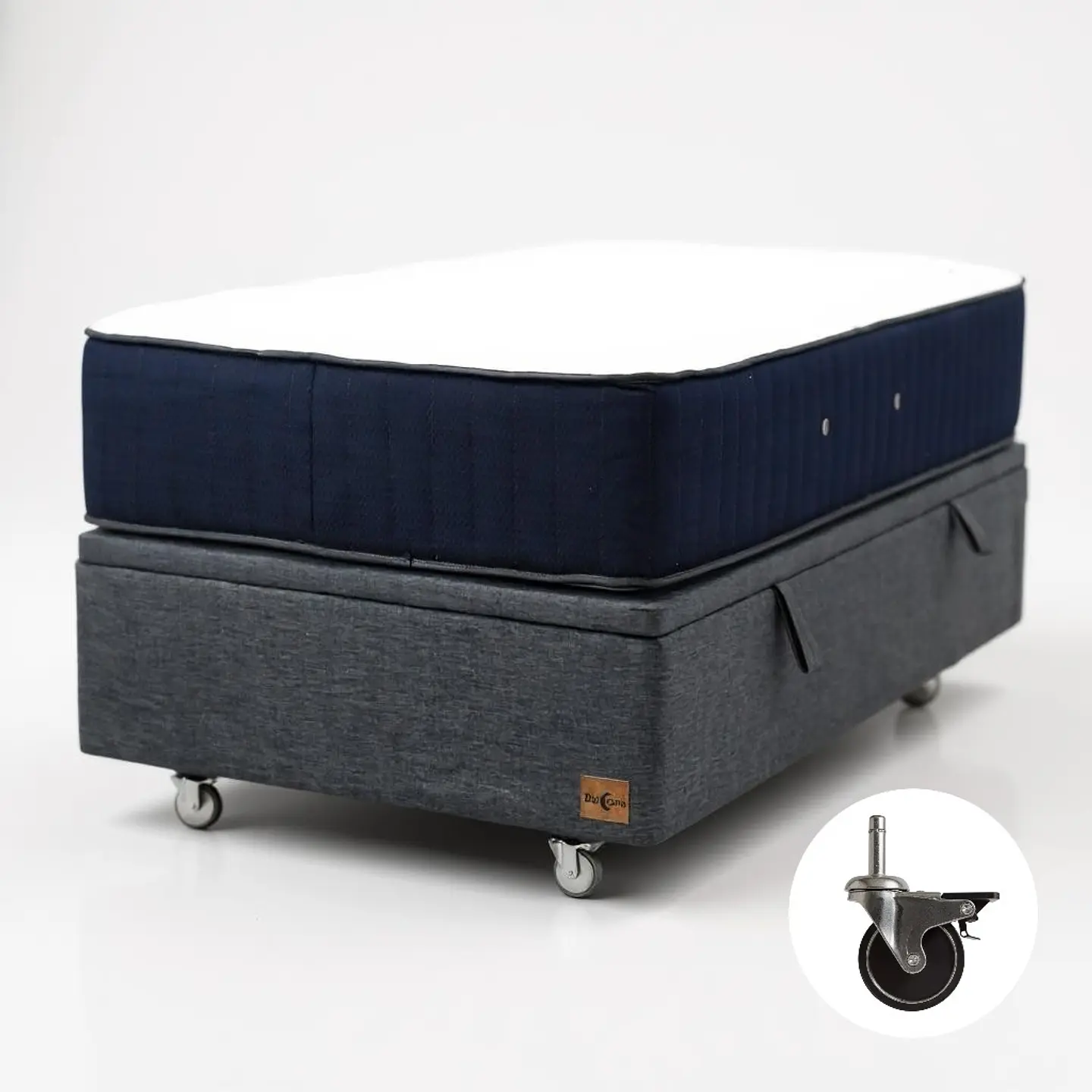 Cama Baul 1.5 Plaza + Colchon CIC / Con Ruedas (Gris) 7