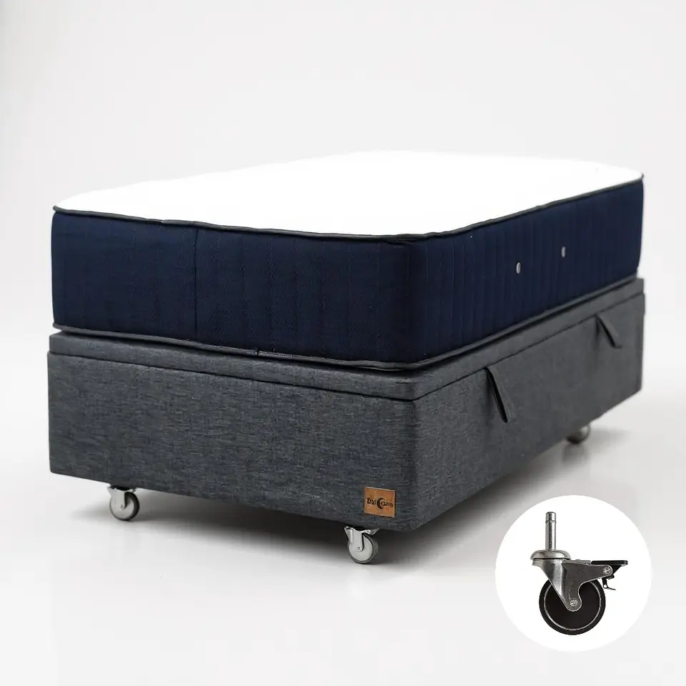 Cama Baul 1.5 Plaza + Colchon CIC / Con Ruedas (Gris) 7