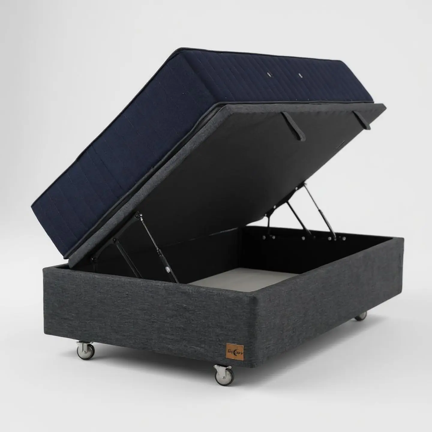 Cama Baul 1.5 Plaza + Colchon CIC / Con Ruedas (Gris) 6